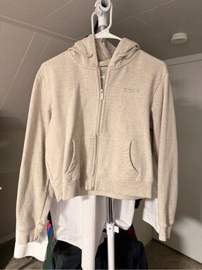 DKNY Sport Hooded Zip Sweatshirt in Light Beige